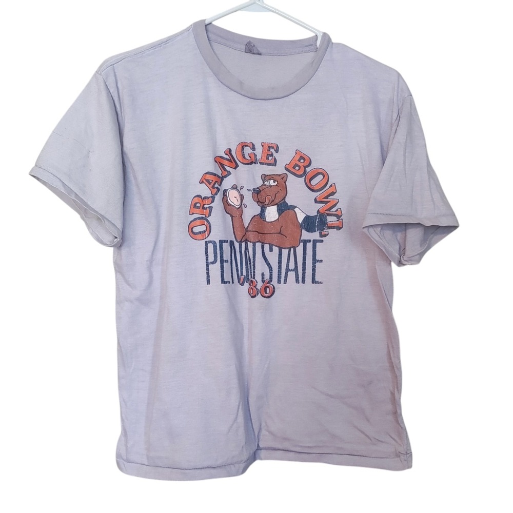 Vintage 80s Penn State Orange bowl Trashed Distressed Tee